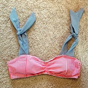 Pink & Navy Seersucker Bikini Top